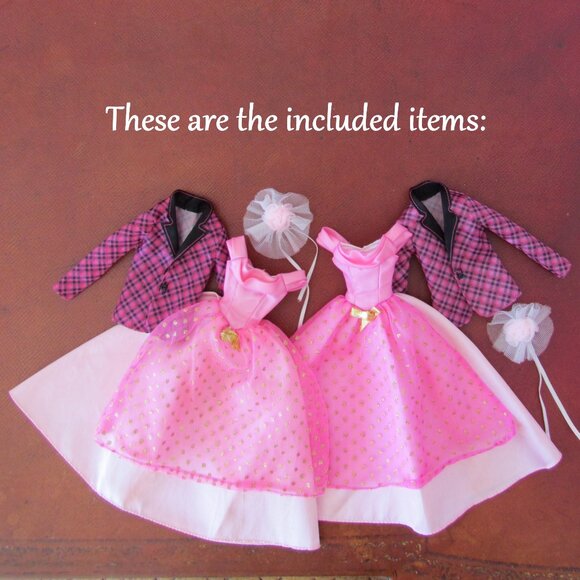 BARBIE BRIDESMAID DRESSES + GROOMSMEN JACKETS for KEN & FRIENDS, 2 of EACH - Picture 3 of 3